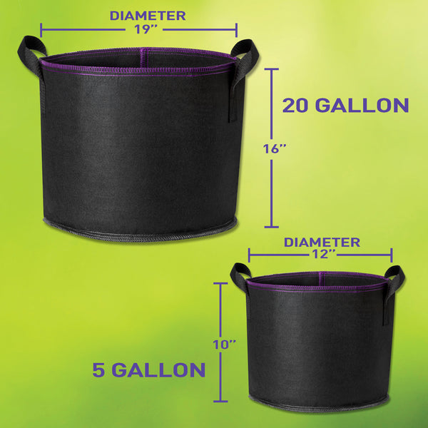 Gorilla Easy Connect Thickened Non-Woven Garden Grow Bags (6 Pack) 5 Gallon / Black Edge Stitching