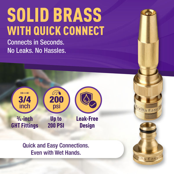 GORILLA EASY CONNECT® Solid Brass Adjustable Spray Nozzle with