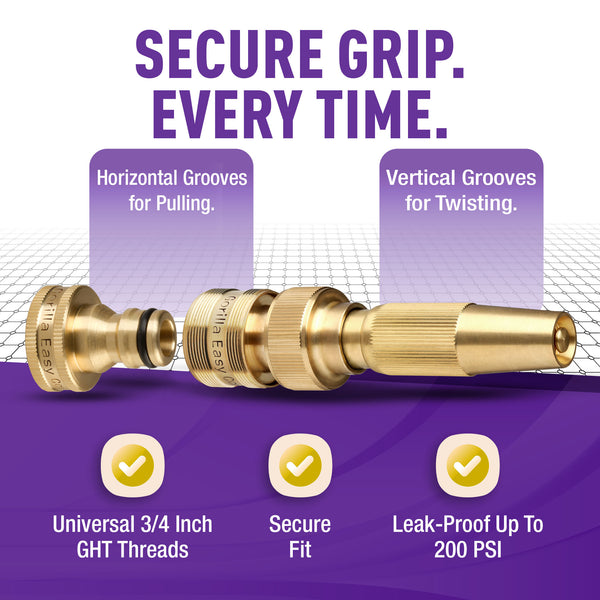 GORILLA EASY CONNECT® Solid Brass Adjustable Spray Nozzle with