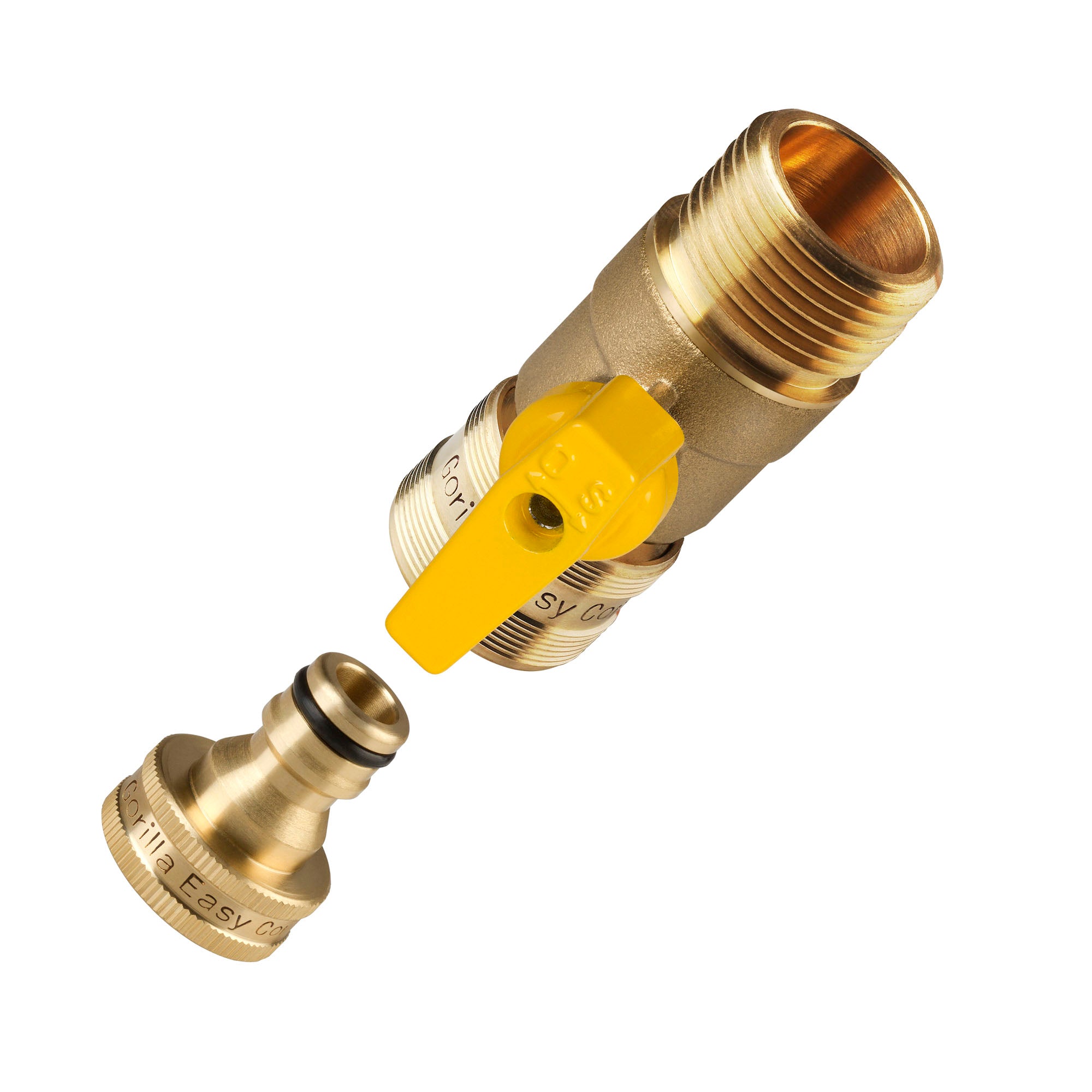 GORILLA EASY CONNECT BALL VALVE SHUT OFF VALVE WITH QUICK CONNECT FOR GARDENING HOSE 3/4" GHT GARDEN HOSE THREAD CORROSIVE RESISTANT LEAK PROOF