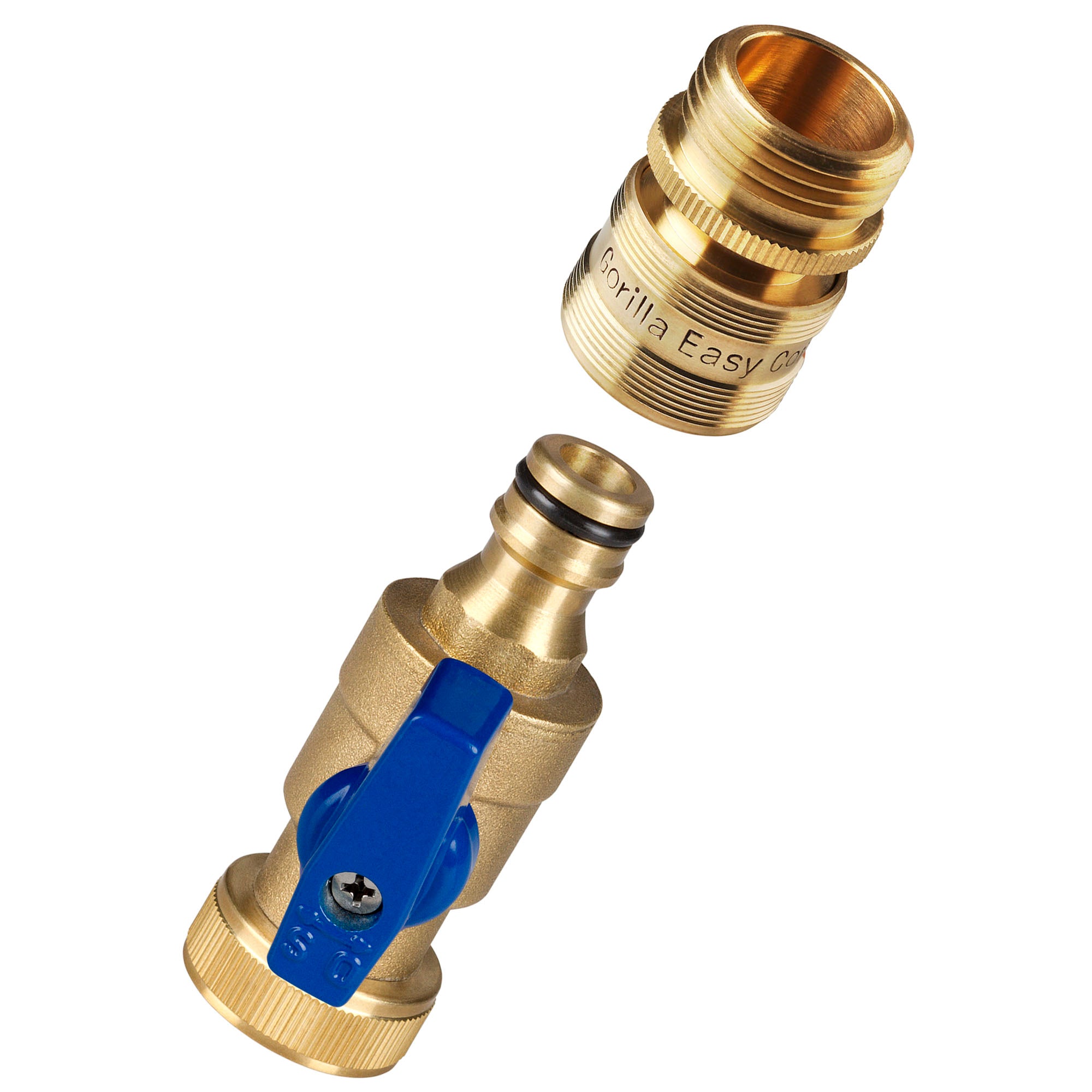 GORILLA EASY CONNECT MALE BALL VALVE SHUT OFF VALVE WITH QUICK CONNECT FOR GARDEN HOSE 3/4" GHT GARDEN HOSE THREAD LEAK PROOF GARDENING SOLID BRASS RV BOAT