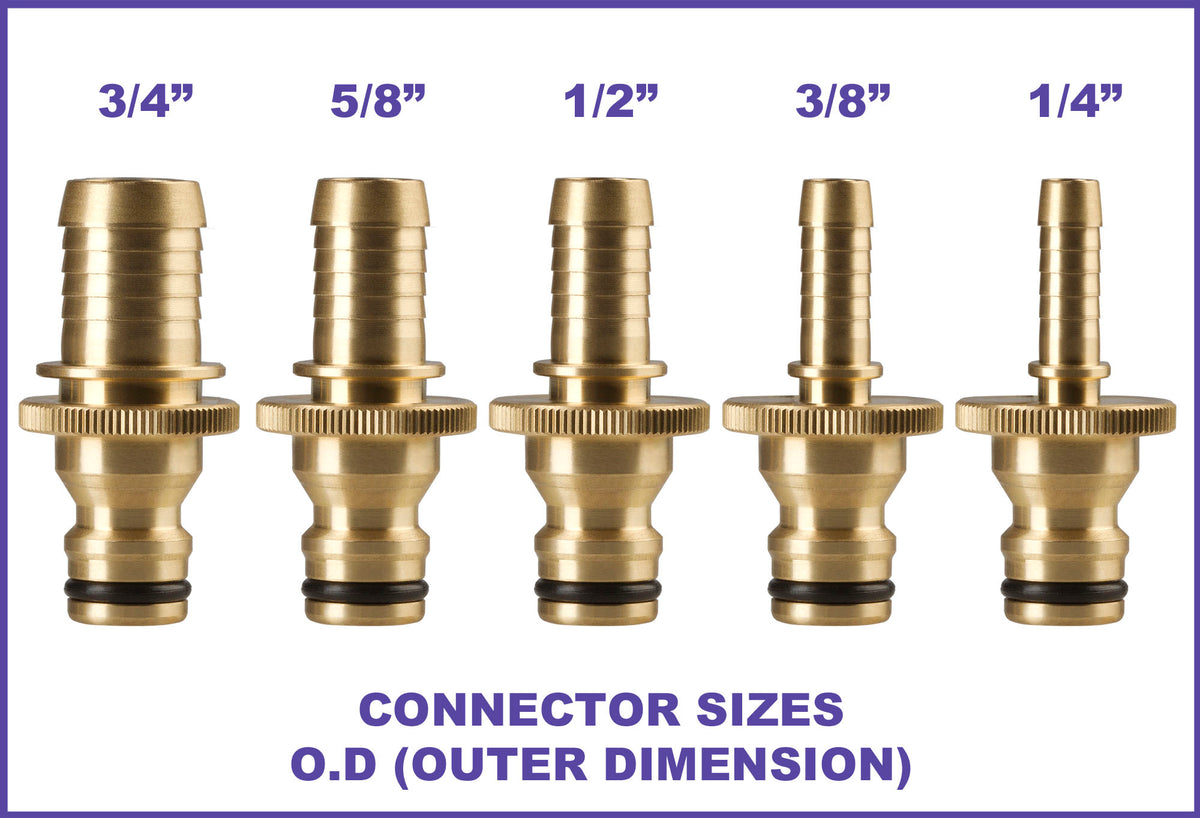 Gorilla Easy Connect 1/4 3/8 1/2 5/8 3/4 inch male barb connector for garden hose quick connect repair kits solid brass leak proof corrosion resistant gardening /4 GHT Garden Hose Thread Window Washing