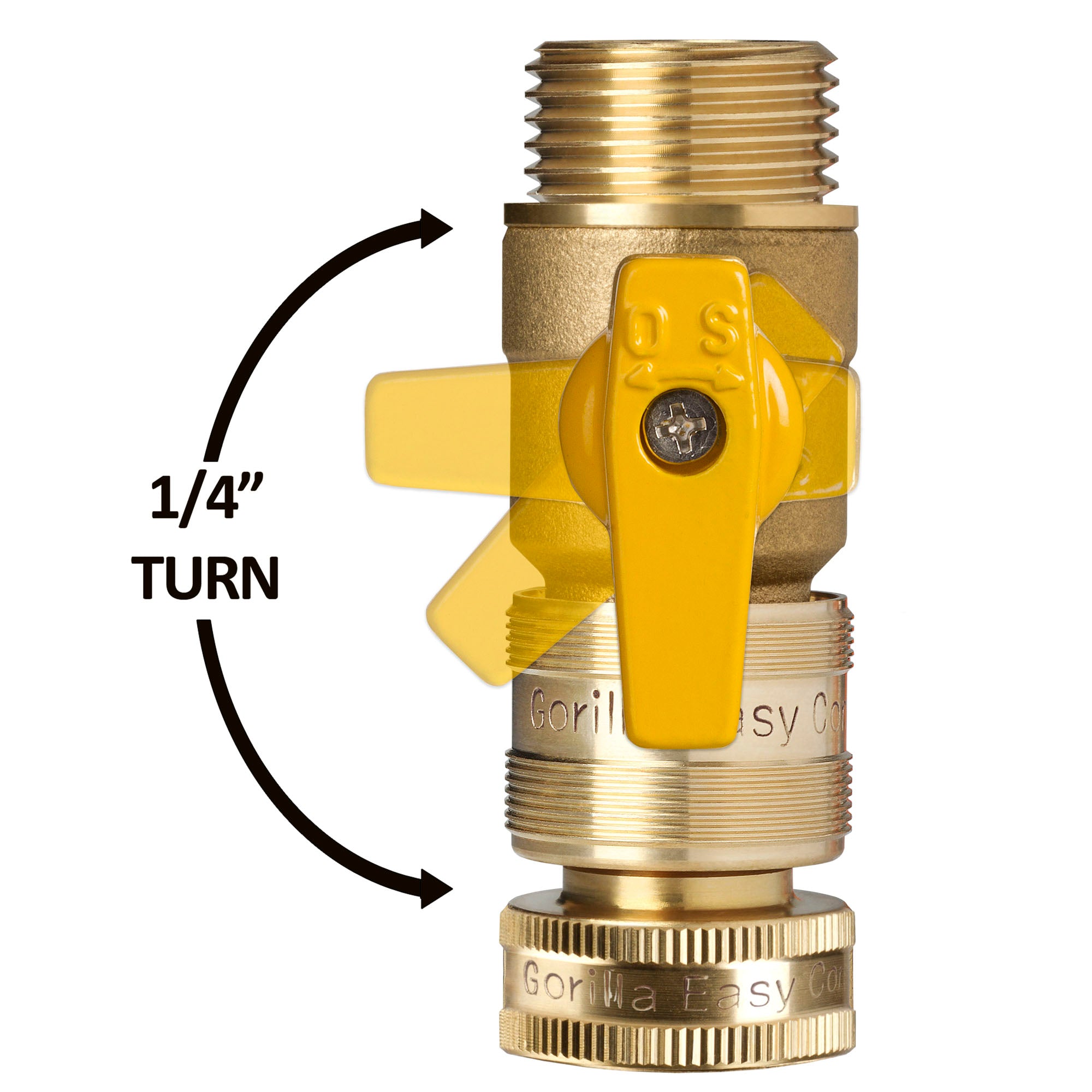 GORILLA EASY CONNECT BALL VALVE SHUT OFF VALVE WITH QUICK CONNECT FOR GARDENING HOSE 3/4" GHT GARDEN HOSE THREAD CORROSIVE RESISTANT LEAK PROOF