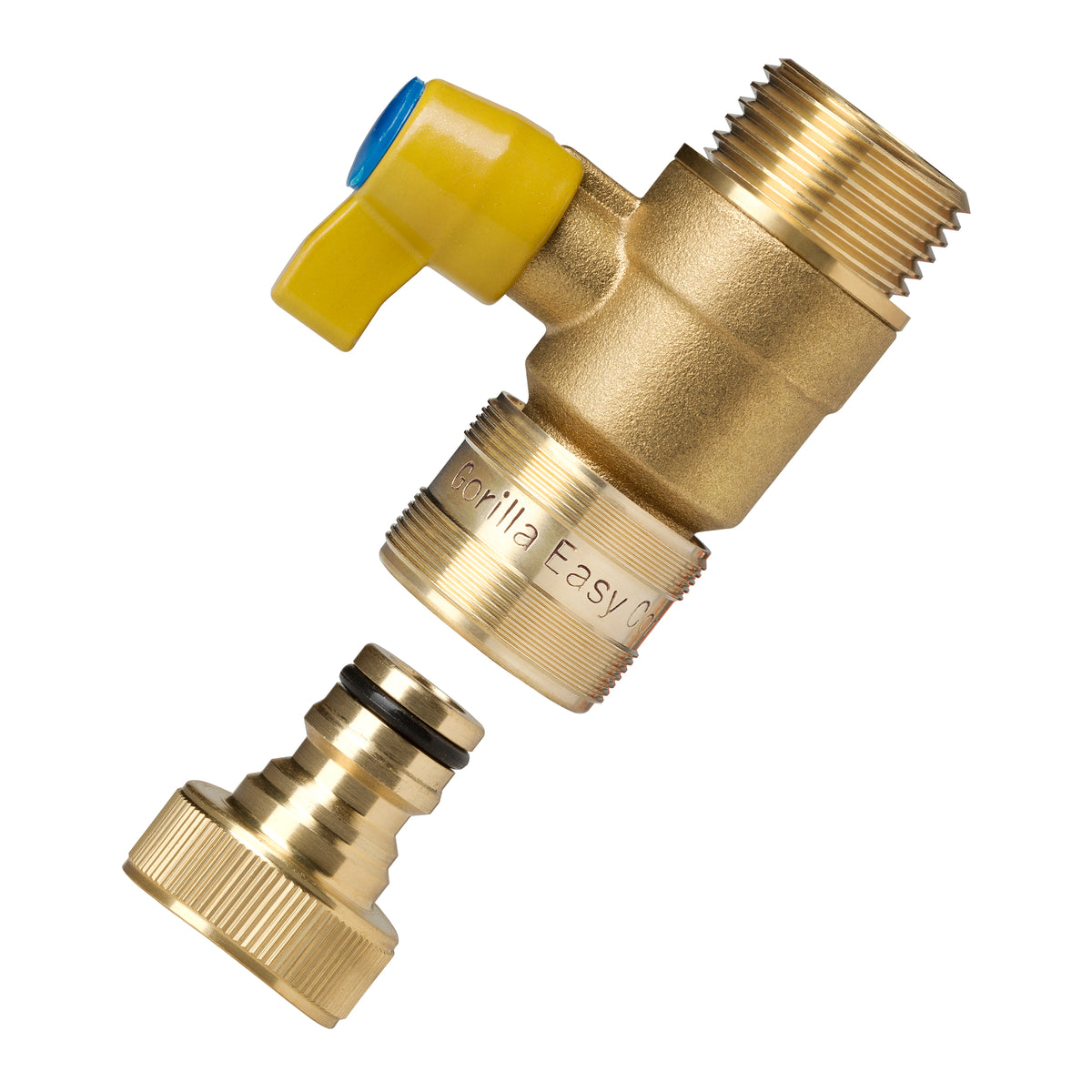 GORILLA EASY CONNECT BALL VALVE SHUT OFF VALVE WITH QUICK CONNECT FOR GARDEN HOSE 3/4" GHT GARDEN HOSE THREAD