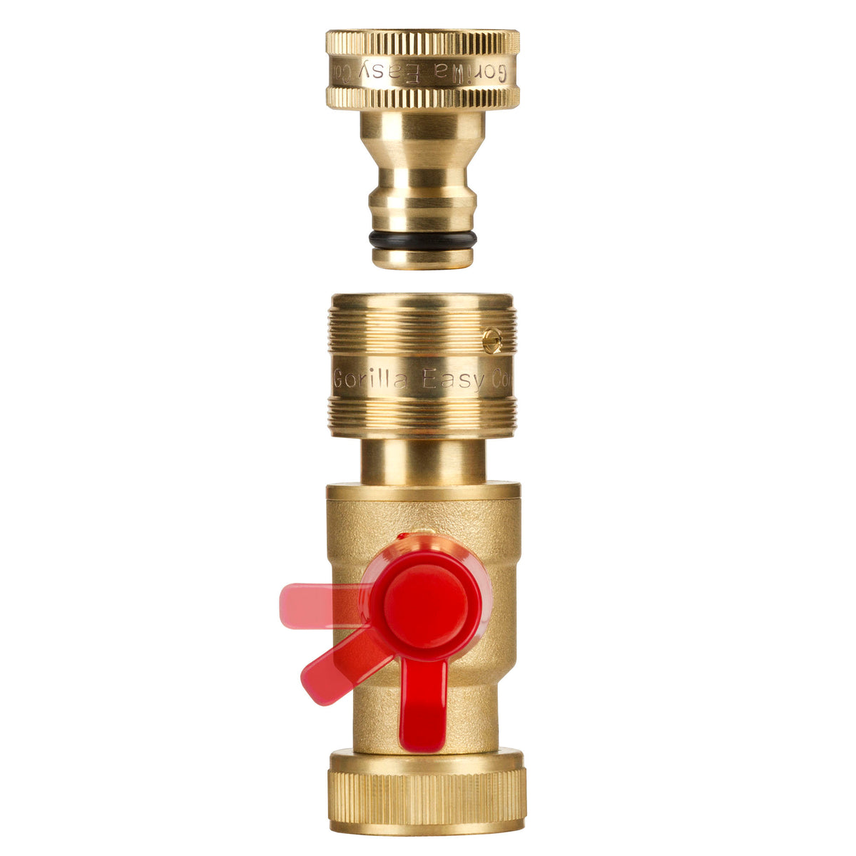 GORILLA EASY CONNECT Solid Brass Female Shut-Off Valve with 3/4" GHT Fitting and Male Quick Connect