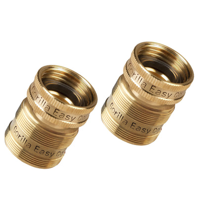 GORILLA EASY CONNECT FEMALE QUICK CONNECT WFOR GARDEN HOSE   GARDENING 3/4 INCH GHT SOLID BRASS CONSTRUCTION CORROSIVE RESISTANT LEAK PROOF WATERING DEVIC