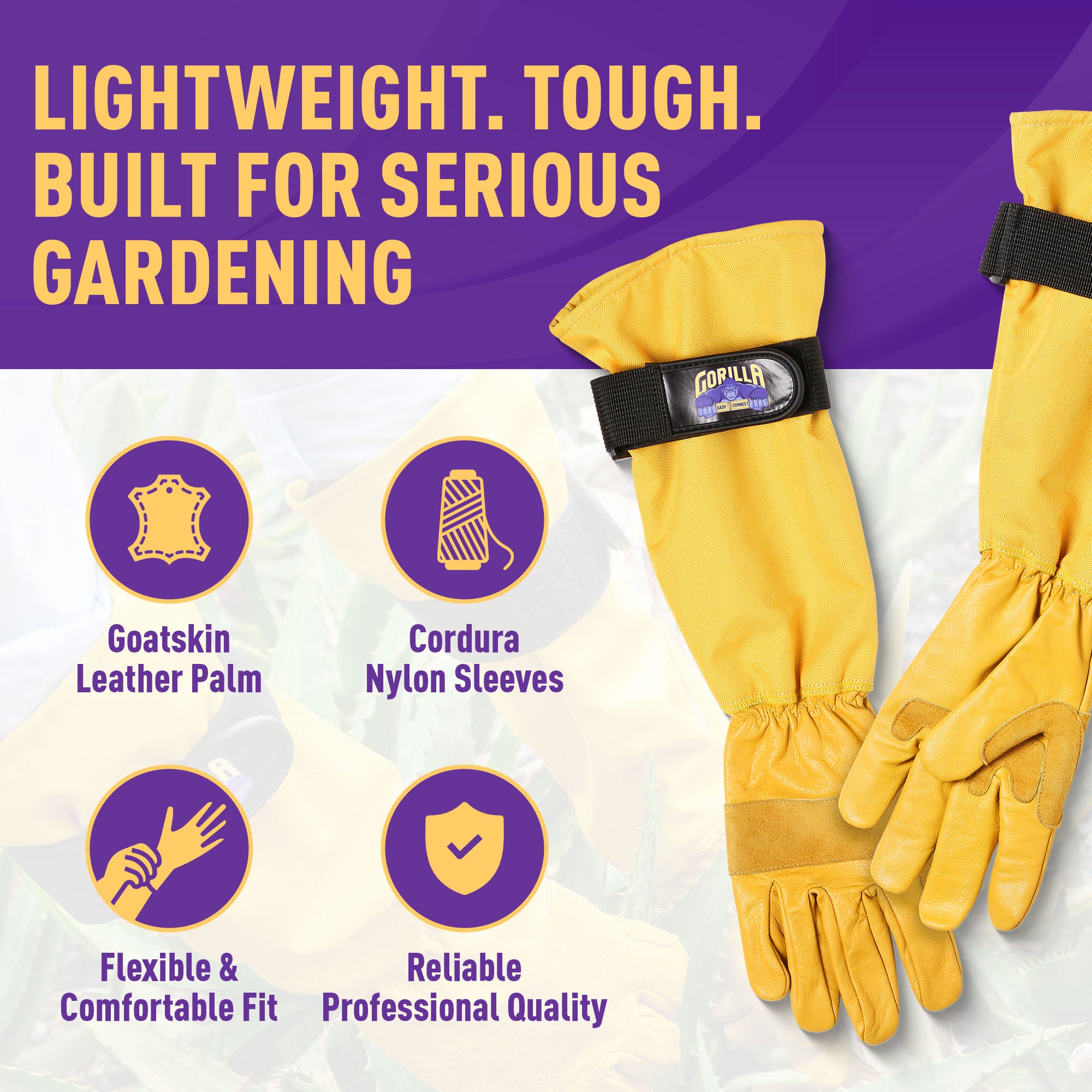 cleaning gardening gloves GORILLA EASY CONNECT Long Pruning Gardening Gloves Heavy Duty Lightweight and Tough