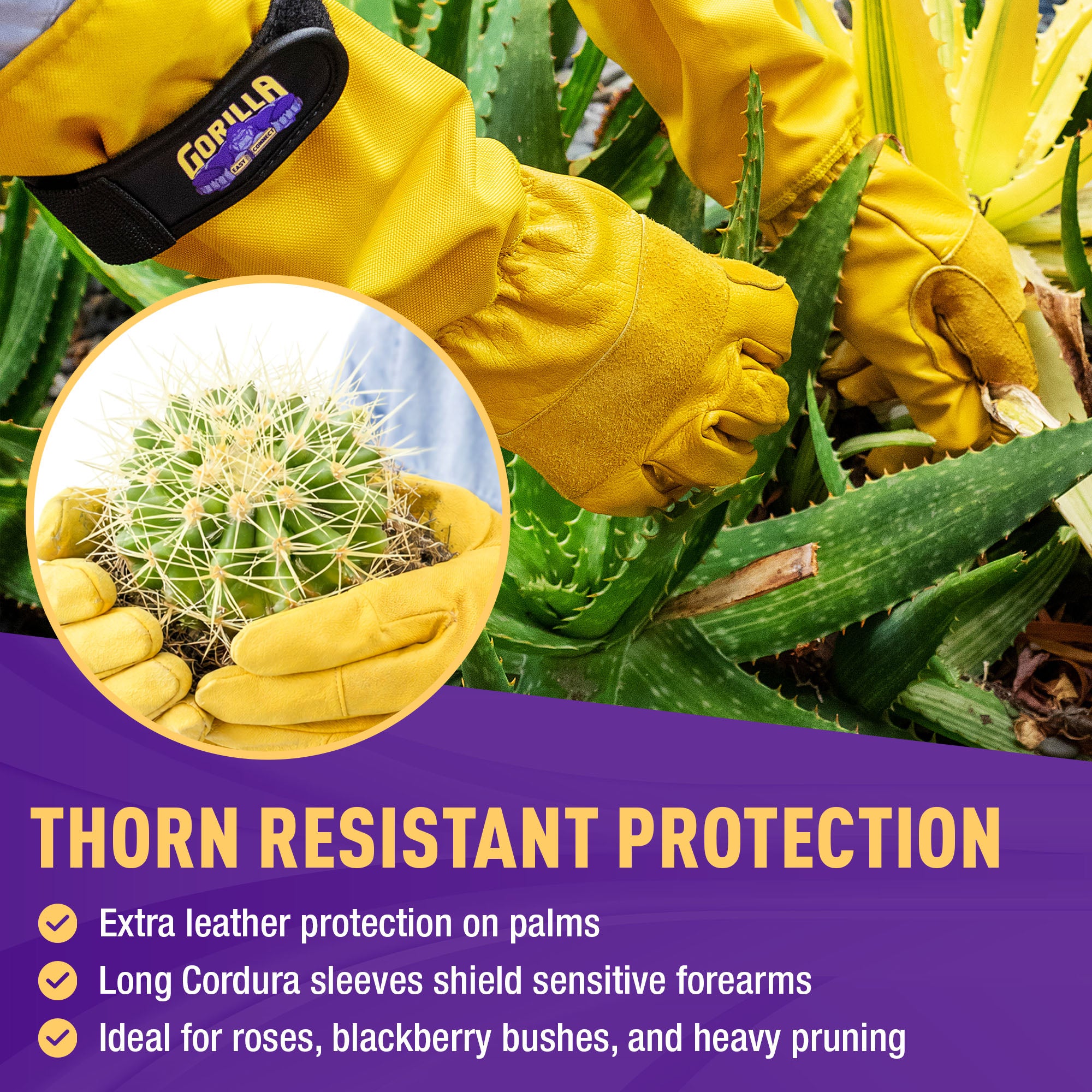 thorn proof gardening gloves GORILLA EASY CONNECT Long Pruning Gardening Gloves Heavy Duty Lightweight and Tough