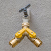 GORILLA EASY CONNECT 2-WAY SPLITTER  FEMALE BALL VALVE SHUT OFF VALVE WITH MALE END  CONNECT FOR GARDEN HOSE 3/4" GHT GARDEN HOSE SPIGOTS THREAD LEAK PROOF GARDENING SOLID BRASS RV BOAT