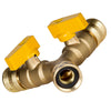 GORILLA EASY CONNECT 2-WAY SPLITTER  FEMALE BALL VALVE SHUT OFF VALVE WITH MALE END  CONNECT FOR GARDEN HOSE 3/4" GHT GARDEN HOSE SPIGOTS THREAD LEAK PROOF GARDENING SOLID BRASS RV BOAT