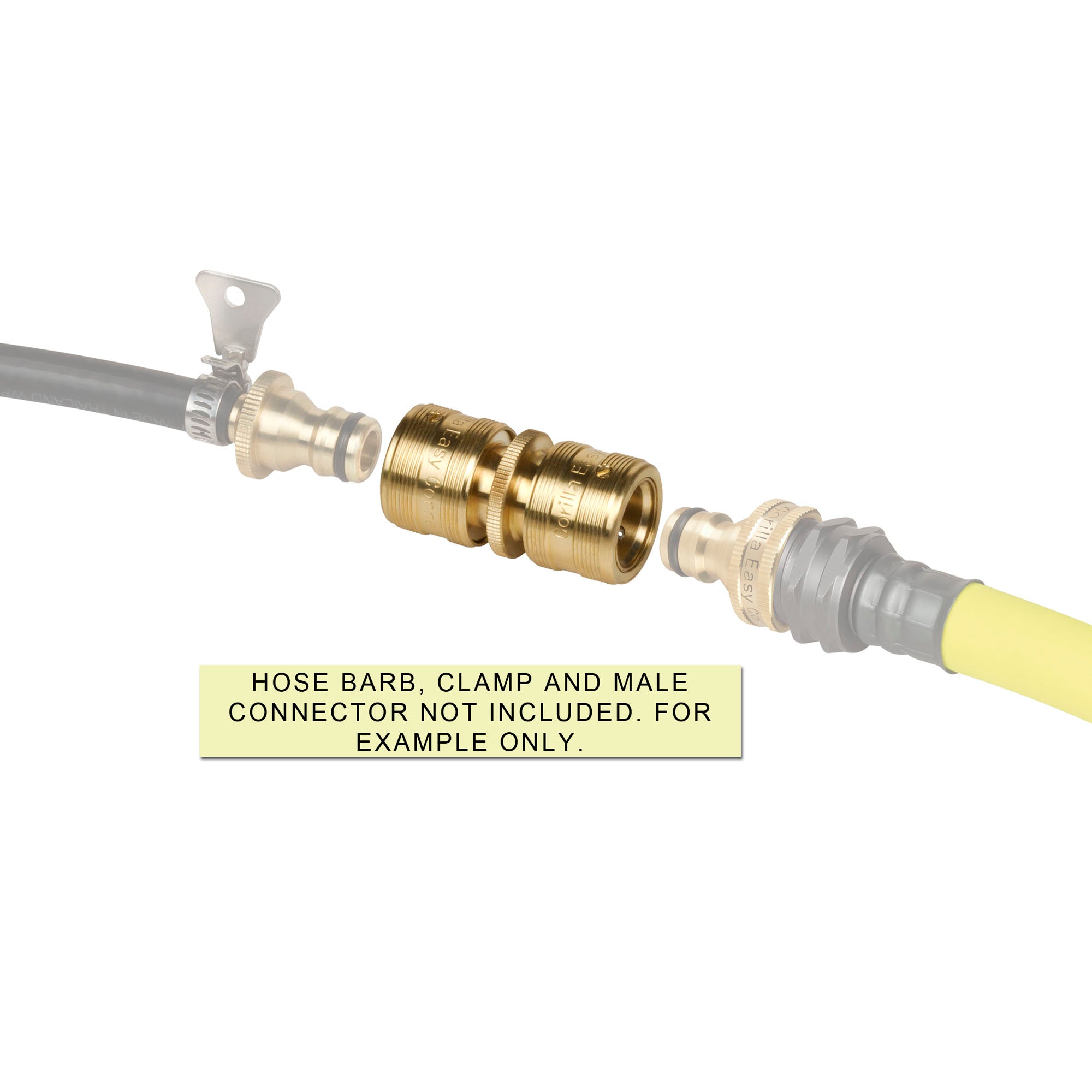 "Connect and repair garden hoses with the GORILLA EASY CONNECT Double-Sided Female Quick Connect with SecureLock™. Made from durable solid brass, it’s leak-proof, handles up to 200 PSI, and offers easy one-handed operation. Ideal for gardening and watering systems."