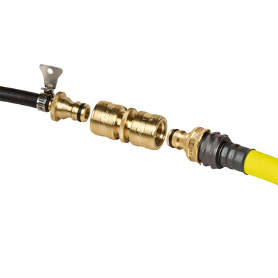 GORILLA EASY CONNECT DOUBLE SIDED FEMALE QUICK CONNECT FOR GARDENING WINDOW WASHING ACCESSORY NO LEAN CORROSION RESISTANT SOLID BRASS CONSTRUCTION GARDEN QUICK CONNECTOR FEMALE-TO-FEMALE