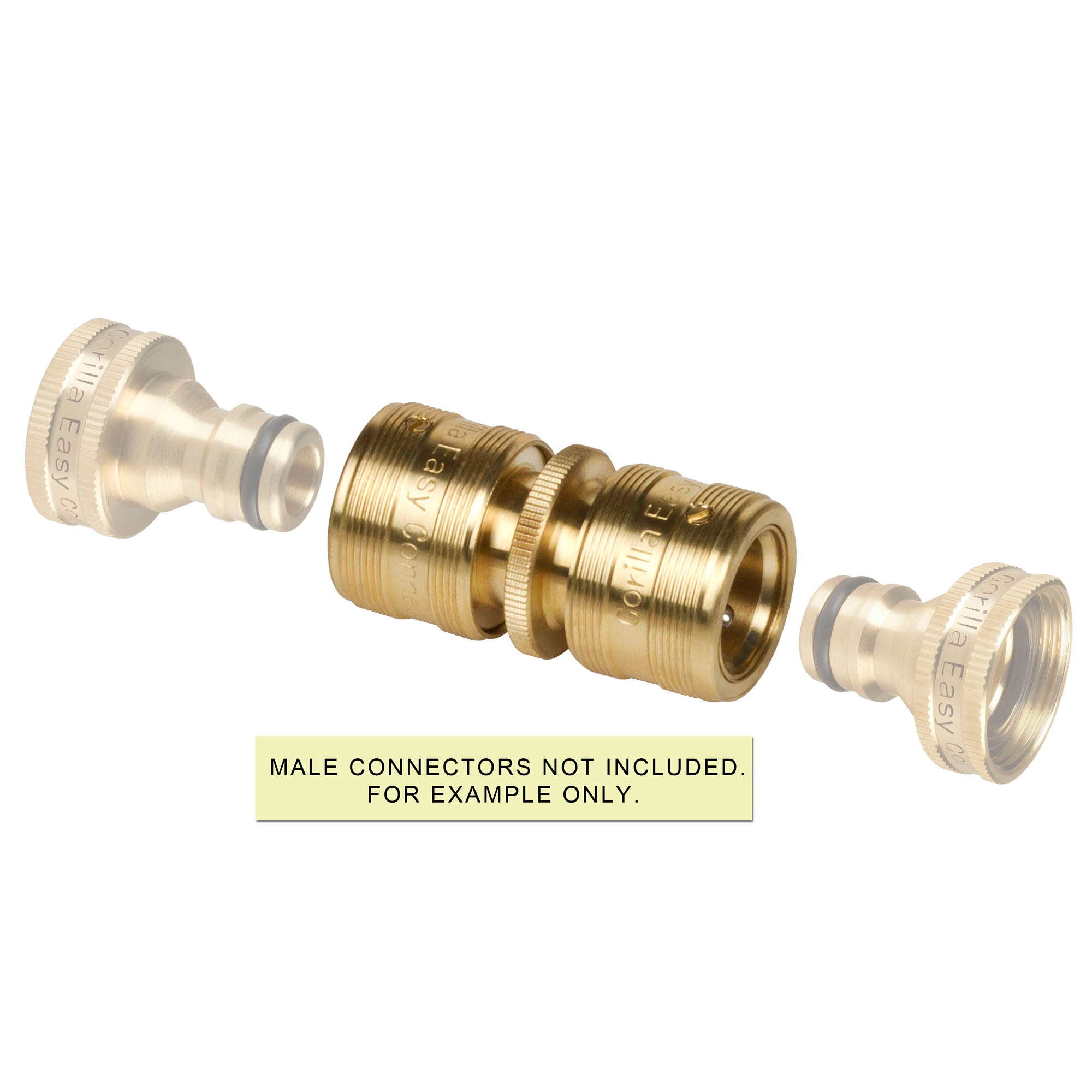 "Connect and repair garden hoses with the GORILLA EASY CONNECT Double-Sided Female Quick Connect with SecureLock™. Made from durable solid brass, it’s leak-proof, handles up to 200 PSI, and offers easy one-handed operation. Ideal for gardening and watering systems."