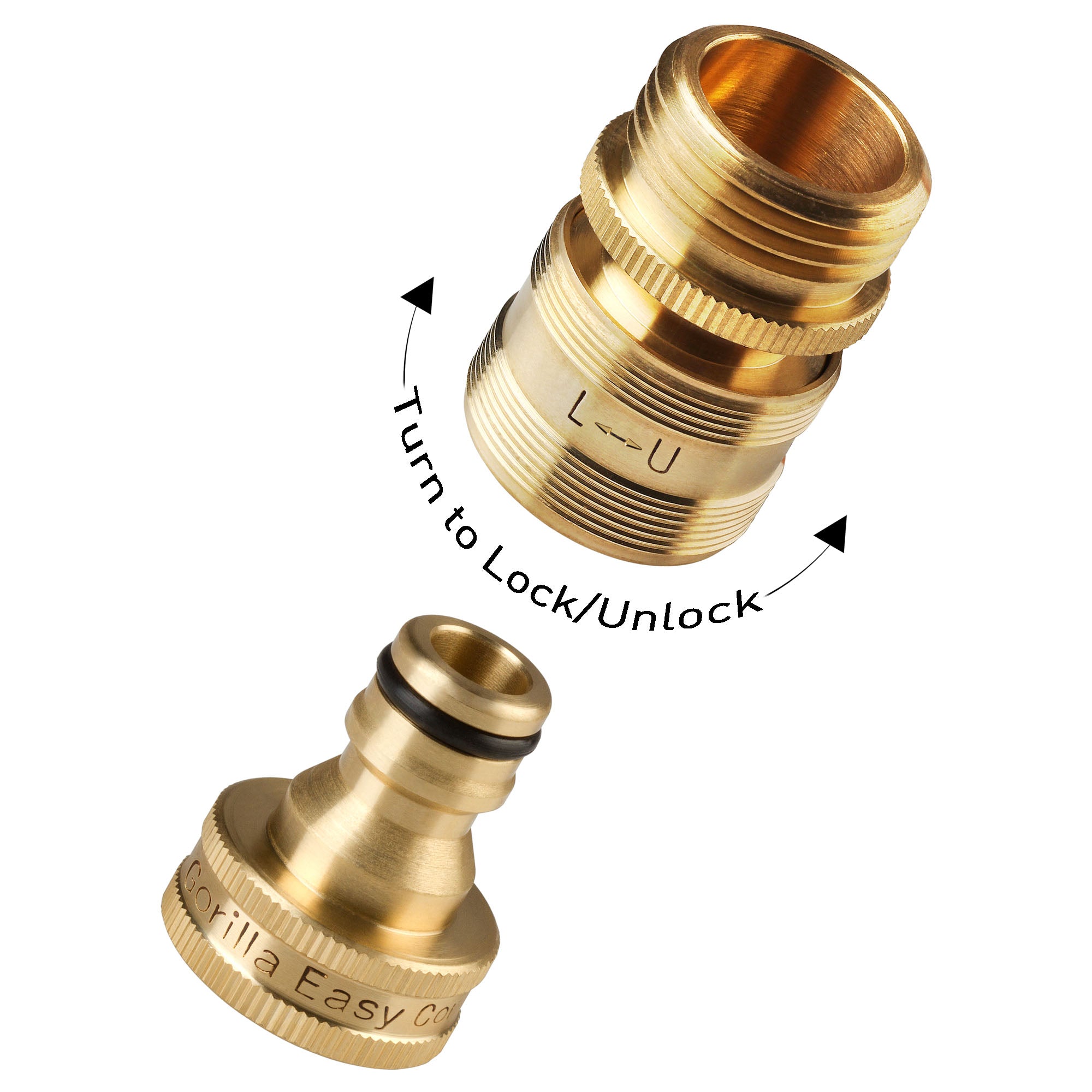 Gorilla Easy Connect Locking Garden Hose Quick Connector SECURE LOCK 3/4 IN GH LEAK PROOF SOLID BRASS