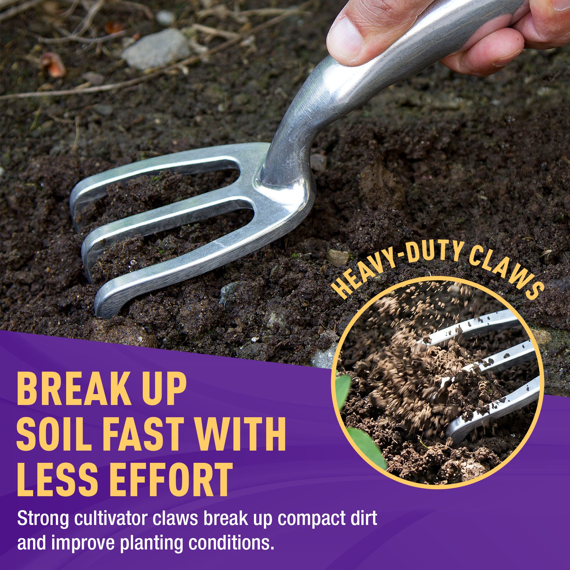 GORILLA EASY CONNECT 3 PIECE SOLID CAST ALUMINUM GARDENING TOOL SET CORROSIVE RESISTANT DIGGING TRANSPLANTING CULTIVATING