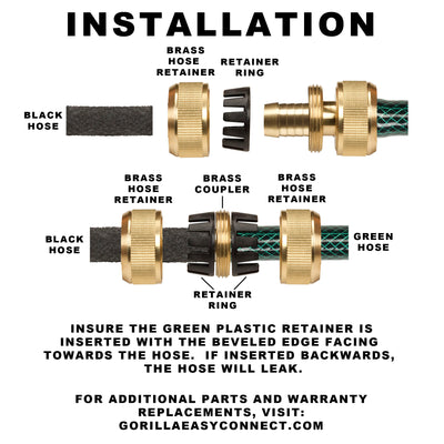 GORILLA EASY CONNECT GARDEN SOAKER HOSE CONNECTORS WITH QUICK CONNECT SOLID BRASS NO LEAK CORROSIVE RESISTANT SUB IRRIGATION SYSTEM WATERING CONSERVATION DRIP  1/2 INCH HOSE