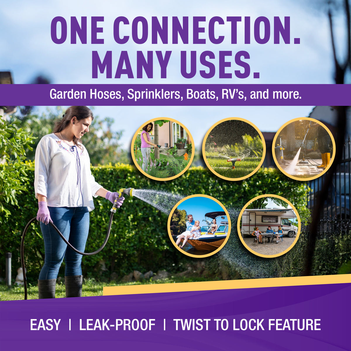 Gorilla Easy Connect Locking Garden Hose Quick Connector SECURE LOCK 3/4 IN GH LEAK PROOF SOLID BRASS