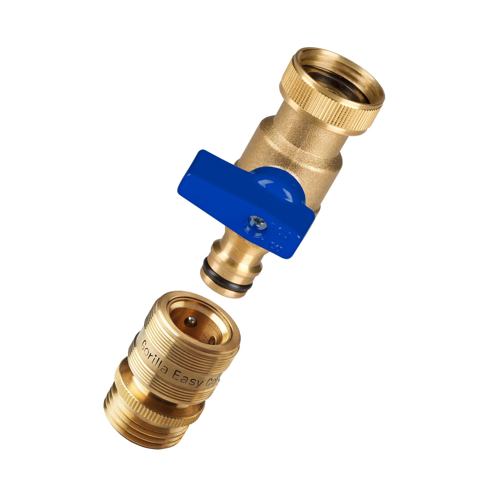GORILLA EASY CONNECT MALE BALL VALVE SHUT OFF VALVE WITH QUICK CONNECT FOR GARDEN HOSE 3/4" GHT GARDEN HOSE THREAD LEAK PROOF GARDENING SOLID BRASS RV BOAT