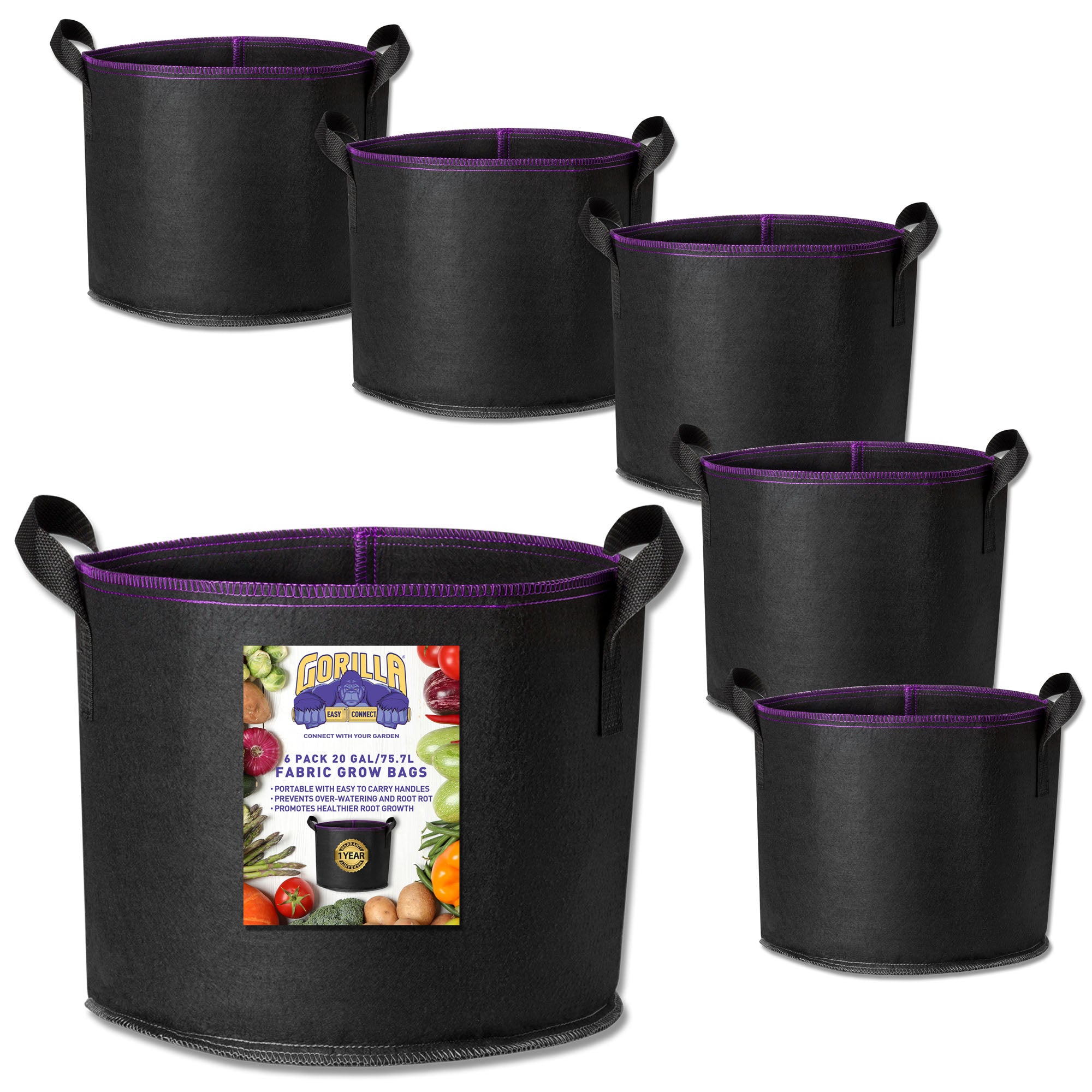 GORILLA EASY CONNECT 20 GALLON GARDEN GROW BAGS
