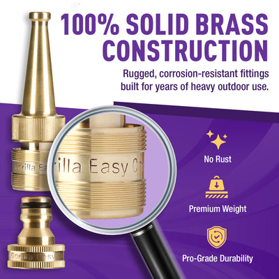 GORILLA EASY CONNECT SOLID BRASS GARDENING SWEEPER NOZZLE WITH QUICK CONNECT 3/4" GHT THREAD LEAK PROOF CORROSIVE RESISTANT