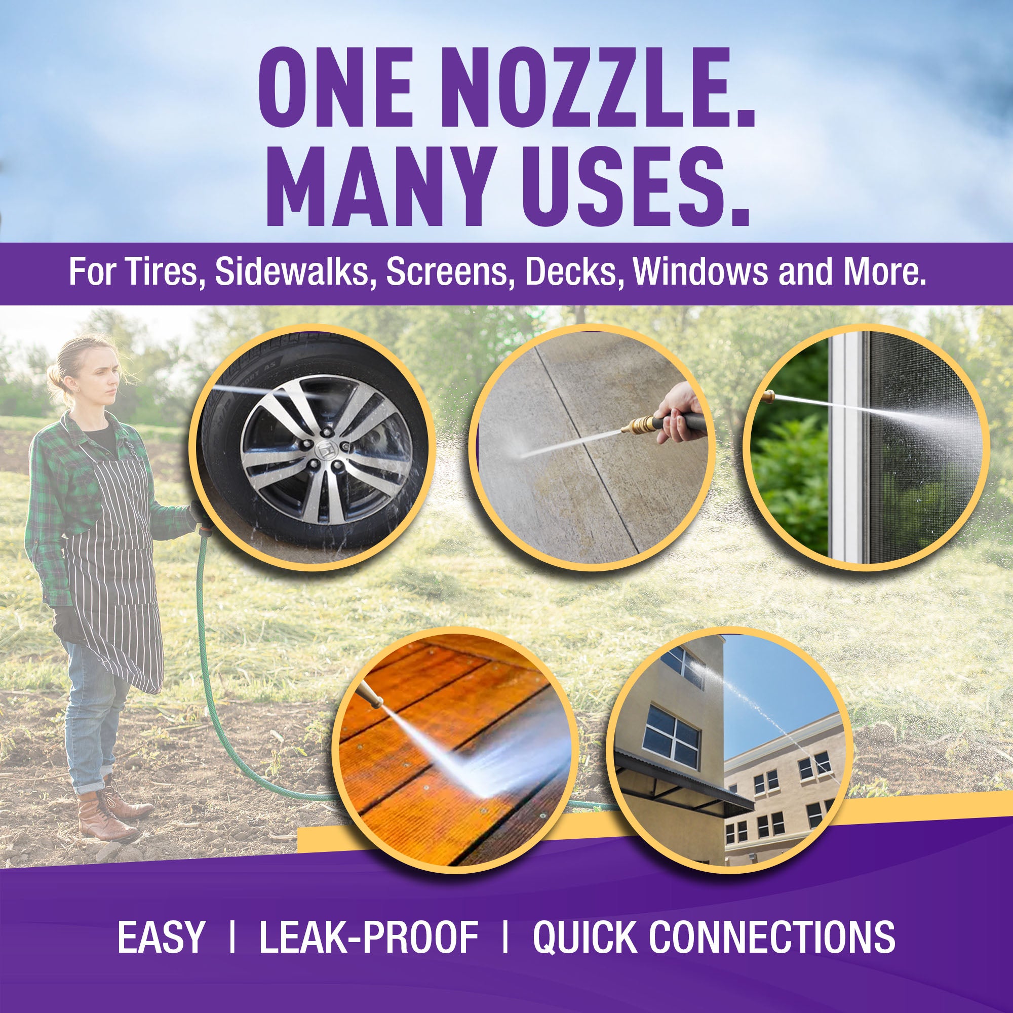 GORILLA EASY CONNECT SOLID BRASS GARDENING SWEEPER NOZZLE WITH QUICK CONNECT 3/4" GHT THREAD LEAK PROOF CORROSIVE RESISTANT