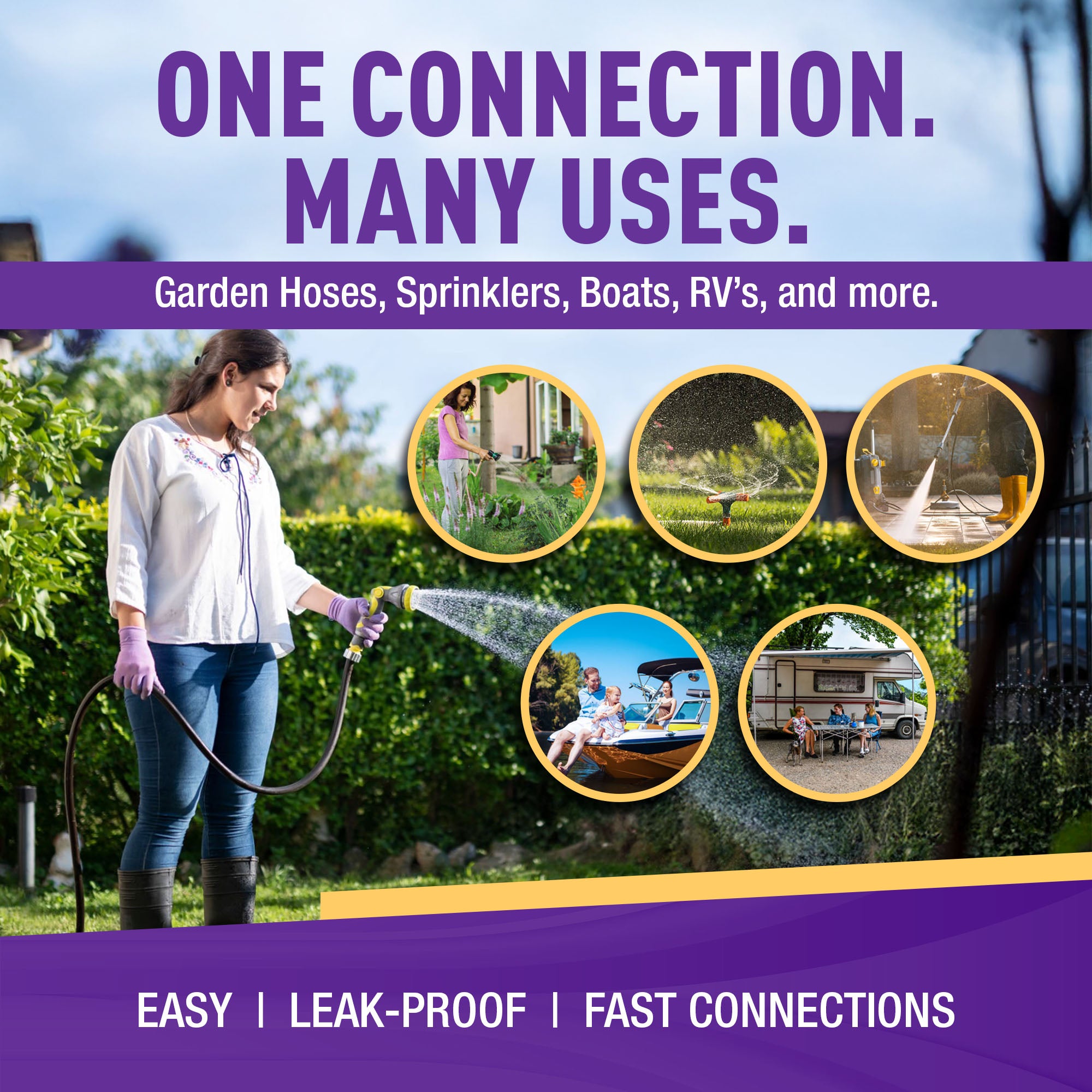 GORILLA EASY CONNECT 2-WAY SPLITTER  MALE BALL VALVE SHUT OFF VALVE WITH MALE END  CONNECT FOR GARDEN HOSE 3/4" GHT GARDEN HOSE SPIGOTS THREAD LEAK PROOF GARDENING SOLID BRASS RV BOAT