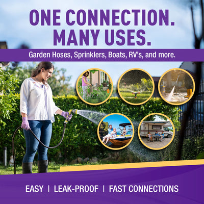 GORILLA EASY CONNECT 2-WAY SPLITTER  MALE BALL VALVE SHUT OFF VALVE WITH MALE END  CONNECT FOR GARDEN HOSE 3/4" GHT GARDEN HOSE SPIGOTS THREAD LEAK PROOF GARDENING SOLID BRASS RV BOAT