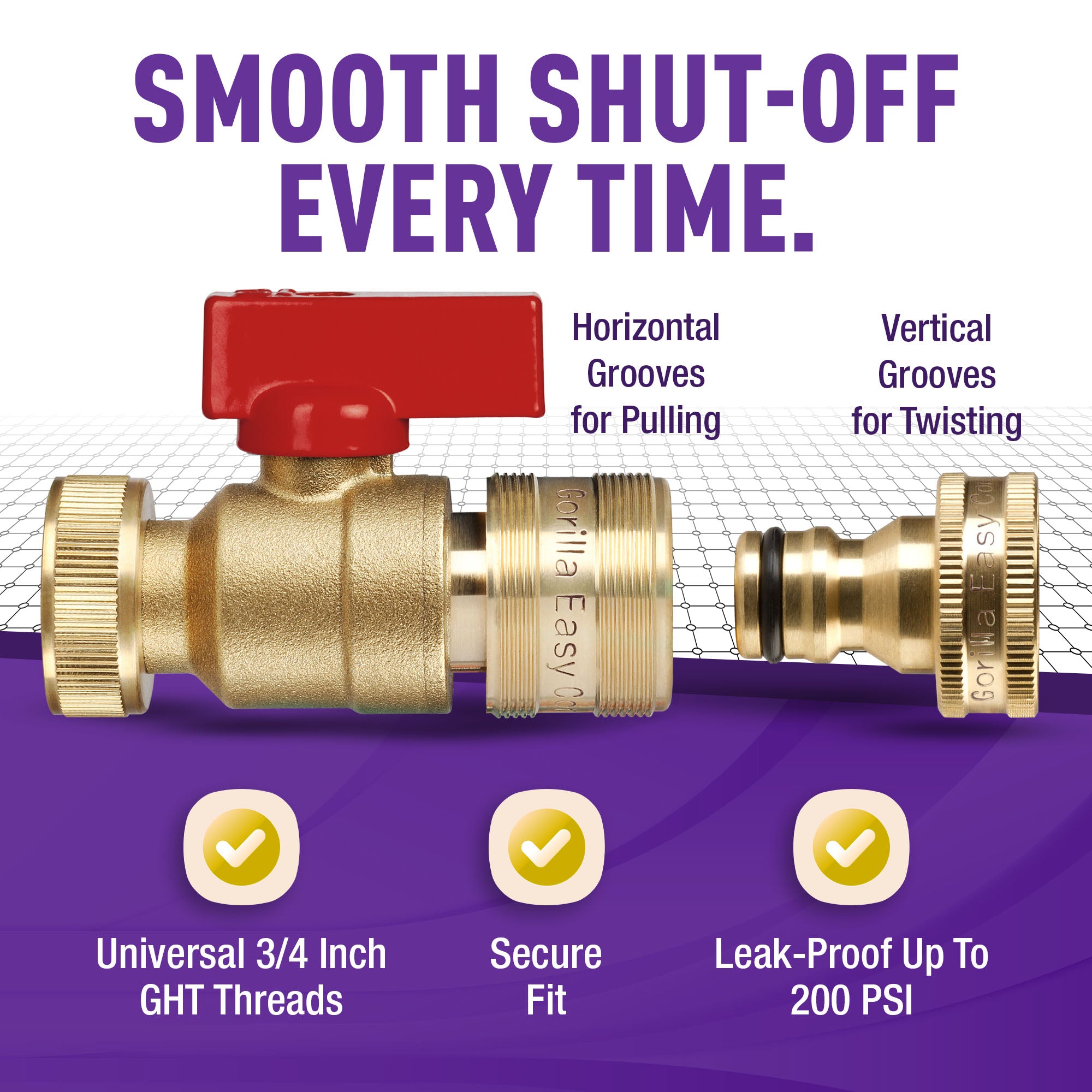 GORILLA EASY CONNECT FEMALE TO FEMALE SHUT OFF VALVE BALL VALVE FOR GARDEIING WINDOW WASHING ACCESSORY RV BOAT