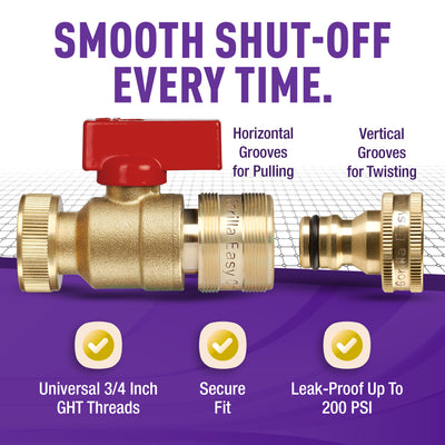 GORILLA EASY CONNECT FEMALE TO FEMALE SHUT OFF VALVE BALL VALVE FOR GARDEIING WINDOW WASHING ACCESSORY RV BOAT