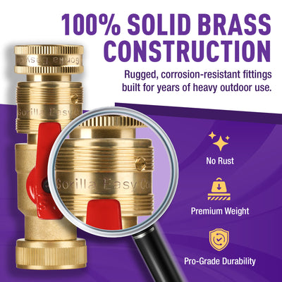 GORILLA EASY CONNECT FEMALE TO FEMALE SHUT OFF VALVE BALL VALVE FOR GARDEIING WINDOW WASHING ACCESSORY RV BOAT