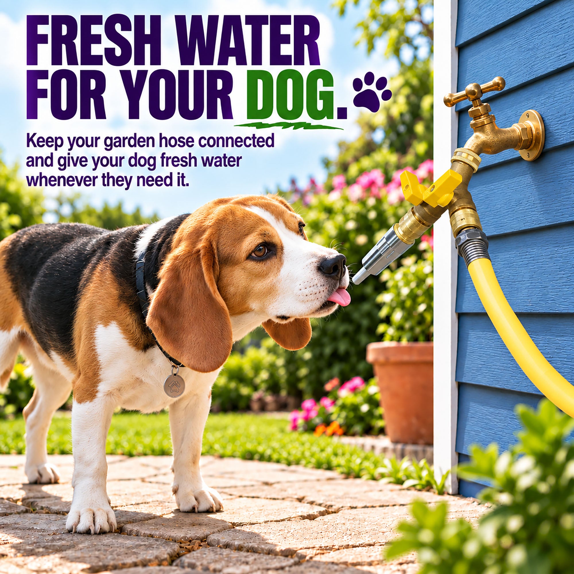 Gorilla Easy Connect 2-Way Brass Garden Hose Splitter Kit with Shut-Off Valves, QMM-2 Quick Connectors and Automatic Dog Watering Faucet for 3/4-Inch GHT Spigots.