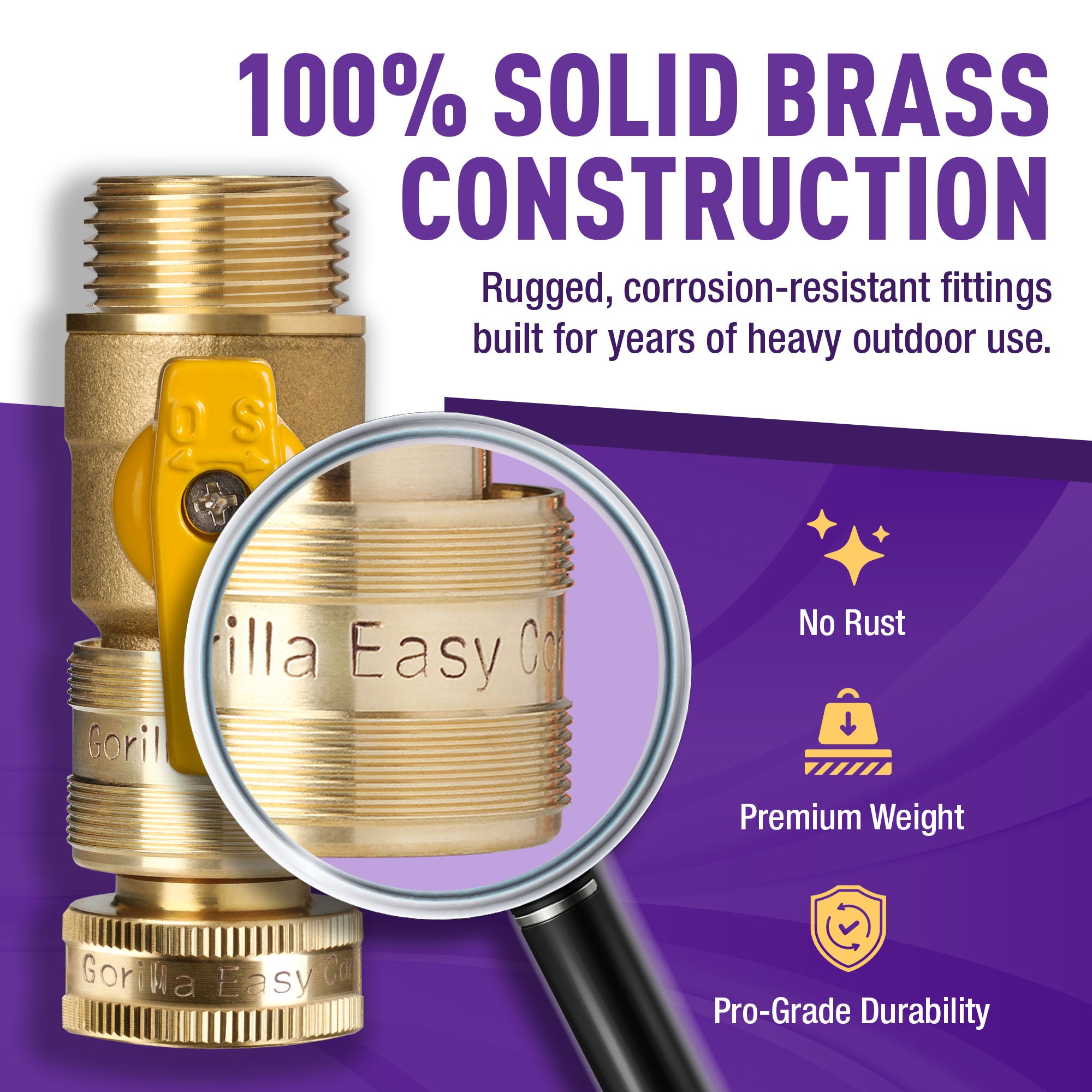 GORILLA EASY CONNECT BALL VALVE SHUT OFF VALVE WITH QUICK CONNECT FOR GARDENING HOSE 3/4" GHT GARDEN HOSE THREAD CORROSIVE RESISTANT LEAK PROOF