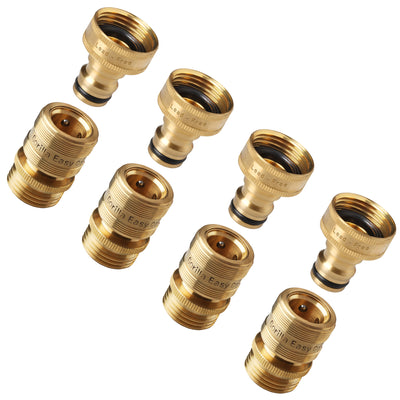 GORILLA EASY CONNECT® Lead-Free Solid Brass Quick Connect Set of 4 with SecureLock™ - Standard ¾ Inch GHT Fittings
