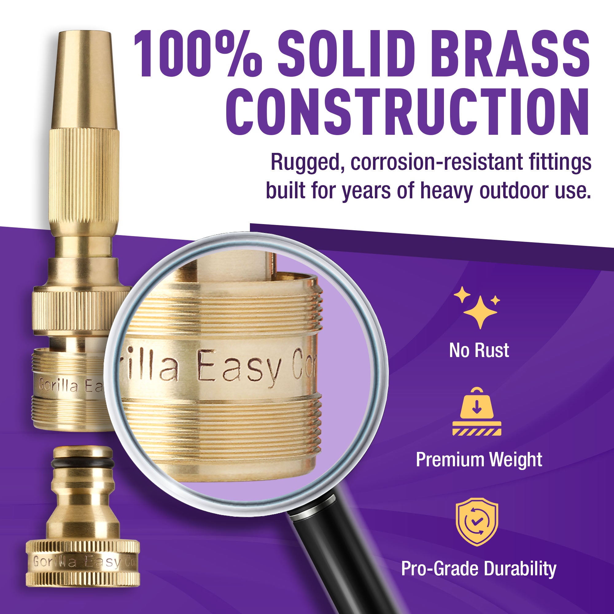 GORILLA EASY CONNECT LEAD FREE QUICK CONNECT CONNECTORS FOR GARDEN HOSE 3/4" GHT GARDEN HOSE THREAD LEAK PROOF