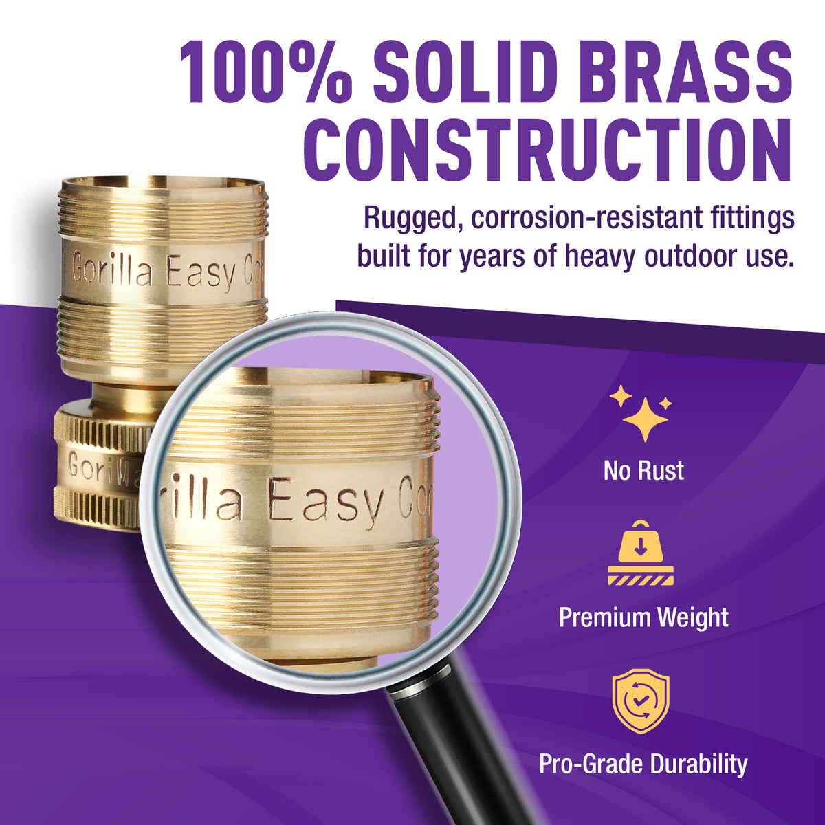 GORILLA EASY CONNECT FEMALE QUICK CONNECT WFOR GARDEN HOSE   GARDENING 3/4 INCH GHT SOLID BRASS CONSTRUCTION CORROSIVE RESISTANT LEAK PROOF WATERING DEVIC