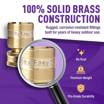 GORILLA EASY CONNECT FEMALE QUICK CONNECT WFOR GARDEN HOSE   GARDENING 3/4 INCH GHT SOLID BRASS CONSTRUCTION CORROSIVE RESISTANT LEAK PROOF WATERING DEVIC