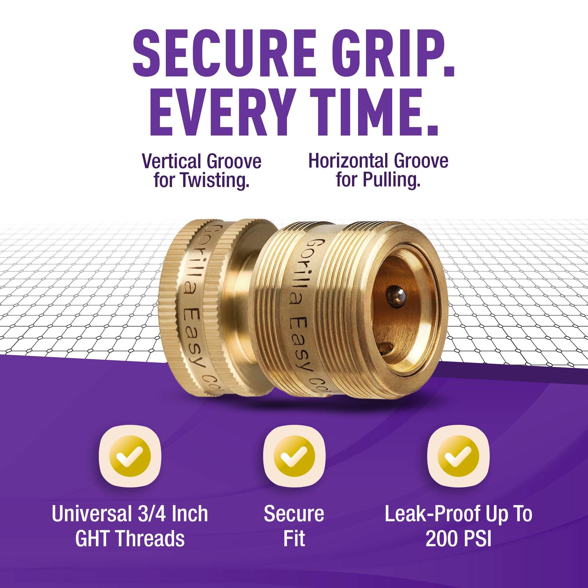 GORILLA EASY CONNECT FEMALE QUICK CONNECT WFOR GARDEN HOSE   GARDENING 3/4 INCH GHT SOLID BRASS CONSTRUCTION CORROSIVE RESISTANT LEAK PROOF WATERING DEVIC