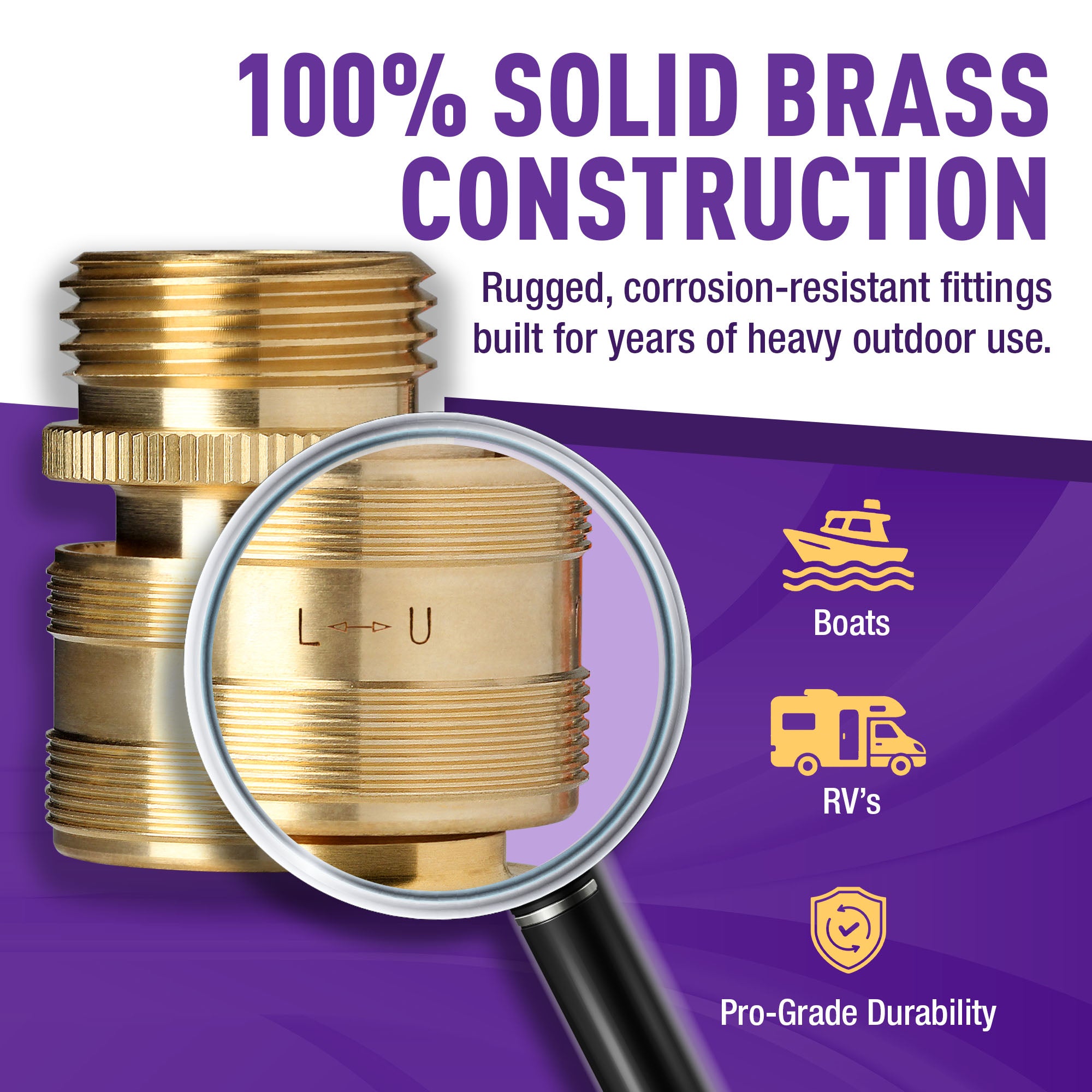 GORILLA EASY CONNECT SECURELOCK SOLID BRASS GARDEN HOSE QUICK CONNECTOR FEMALE WITH LOCKING MECHANISM 3/4 INCH GHT LEAK PROOF CORROSIVE RESISTANT