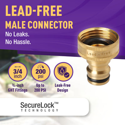 GORILLA EASY CONNECT LEAD FREE QUICK CONNECT SOLID BRASS CONNECTORS FOR GARDEN HOSE 3/4" GHT GARDEN HOSE THREAD