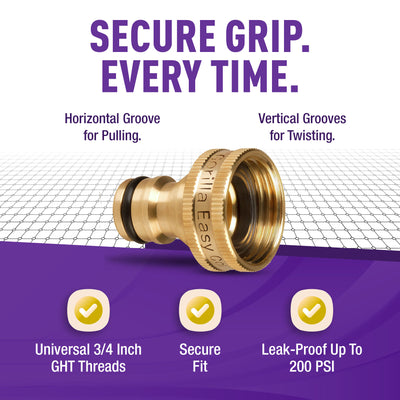 GORILLA EASY CONNECT MALE CONNECTOR FOR GARDEN HOSE SOLID BRASS CORROSIVE RESISTANT LEAK PROOF 3/4 INCH GHT