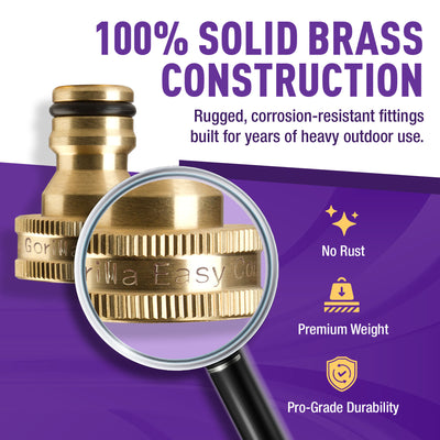 GORILLA EASY CONNECT MALE CONNECTOR FOR GARDEN HOSE SOLID BRASS CORROSIVE RESISTANT LEAK PROOF 3/4 INCH GHT