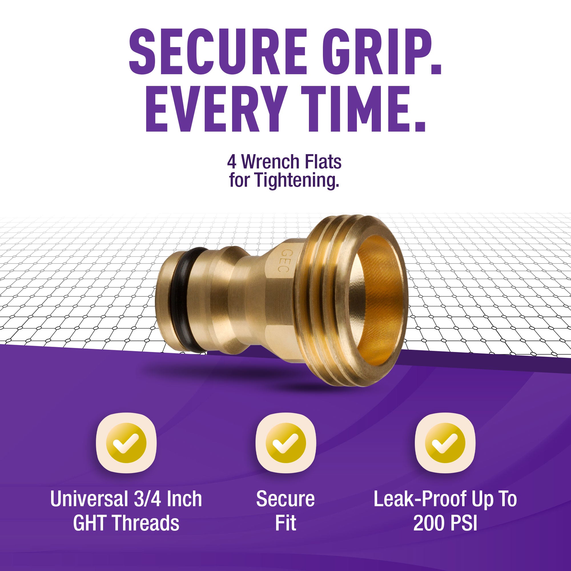 GORILLA EASY CONNECT MALE CONNECTOR WITH MALE THREADS FOR GARDEN HOSE SOLID BRASS CORROSIVE RESISTANT LEAK PROOF 3/4 INCH GHT