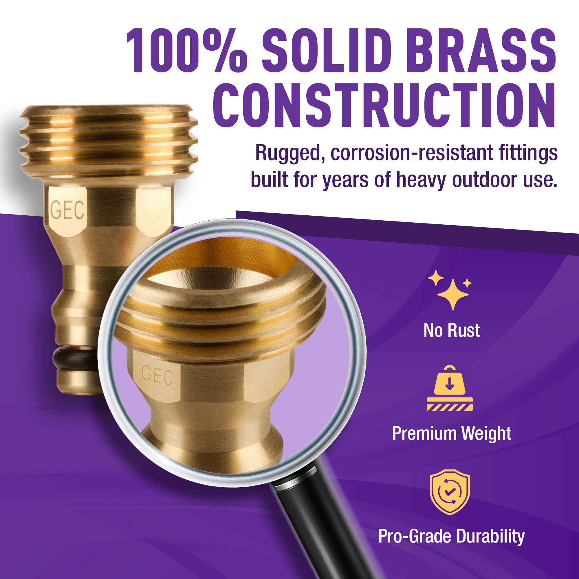 GORILLA EASY CONNECT MALE CONNECTOR WITH MALE THREADS FOR GARDEN HOSE SOLID BRASS CORROSIVE RESISTANT LEAK PROOF 3/4 INCH GHT