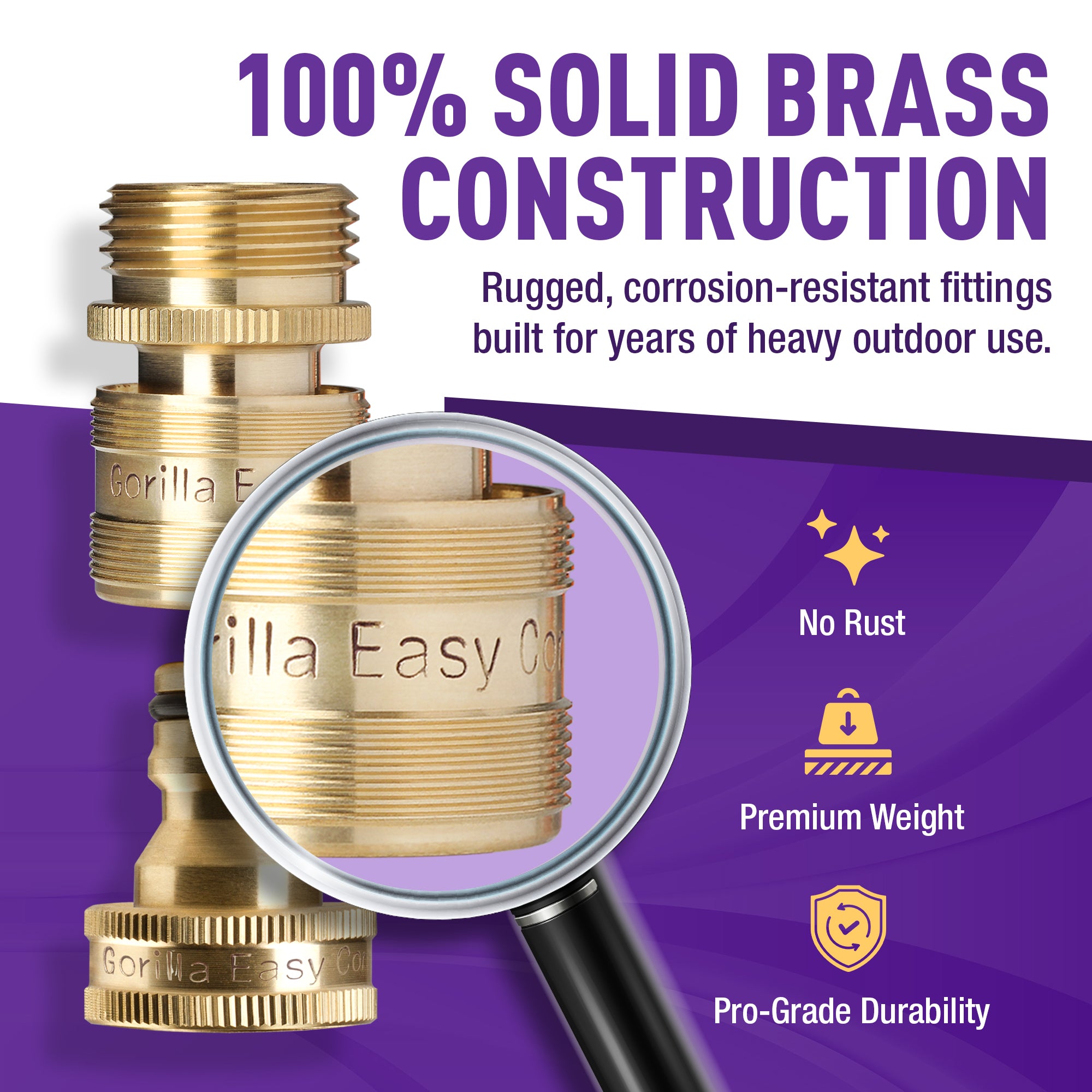 GORILLA EASY CONNECT MALE AND FEMALE GARDEN HOSE QUICK CONNECTOR SOLID BRASS LEAK PROOF 3/4 INCH GHT THREAD CORROSIVE RESISTANT