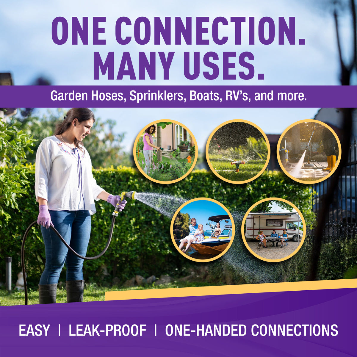 GORILLA EASY CONNECT MALE AND FEMALE GARDEN HOSE QUICK CONNECTOR SOLID BRASS LEAK PROOF 3/4 INCH GHT THREAD CORROSIVE RESISTANT