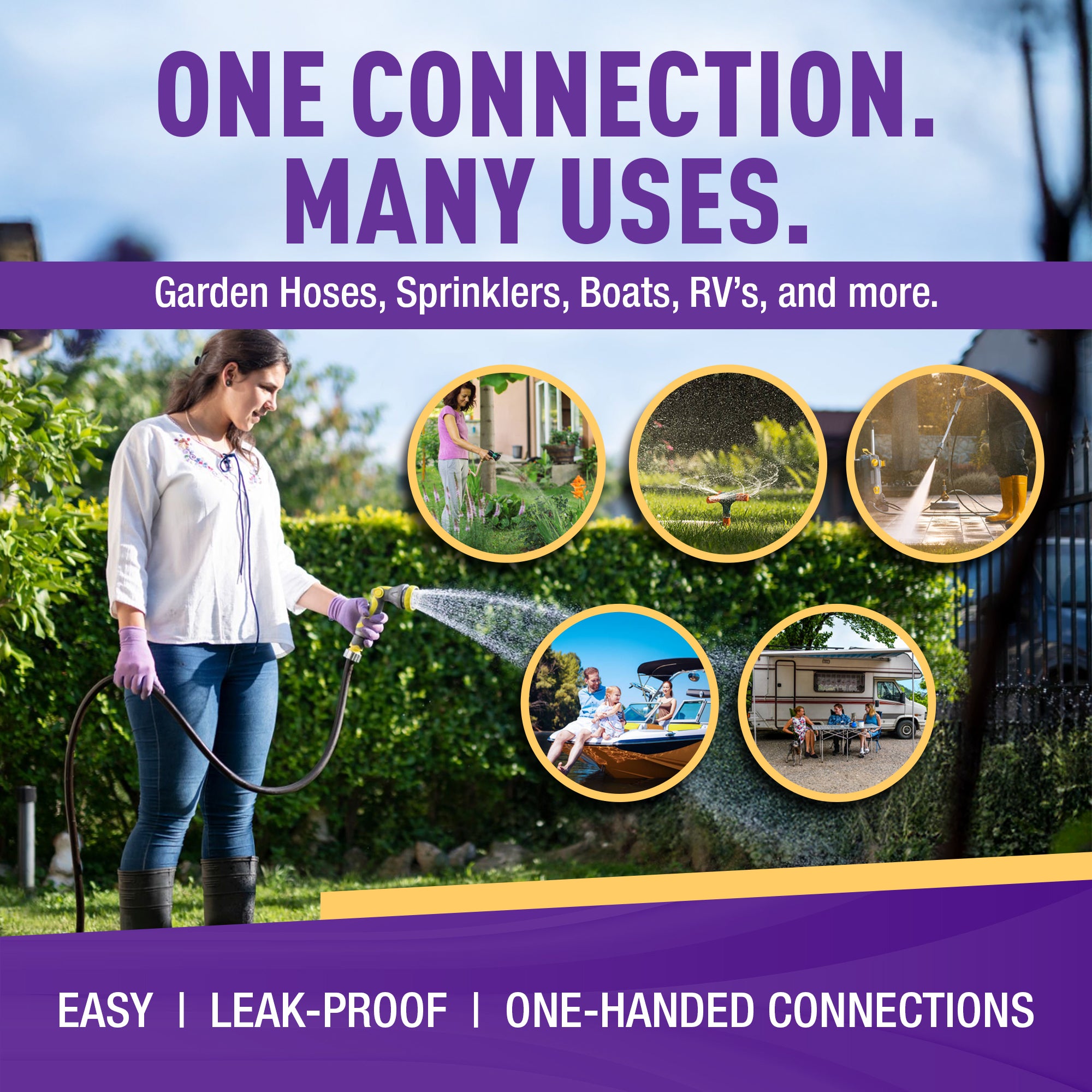 GORILLA EASY CONNECT MALE AND FEMALE GARDEN HOSE QUICK CONNECTOR SOLID BRASS LEAK PROOF 3/4 INCH GHT THREAD CORROSIVE RESISTANT