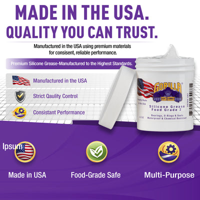 GORILLA EASY CONNECT SILICONE GRADE 2 GREASE FOOD GRADE FOR BEARINGS AND SEALS