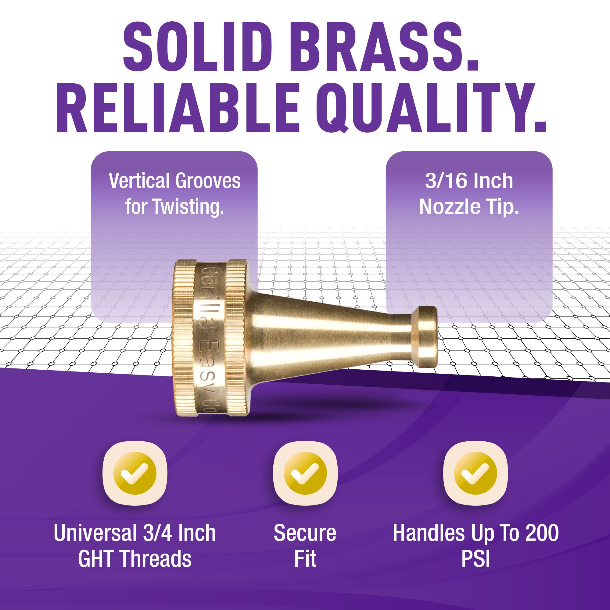 GORILLA EASY CONNECT SOLID BRASS SWEEPER NOZZLE 2" GARDENING GARDEN HOSE ACCESSORY