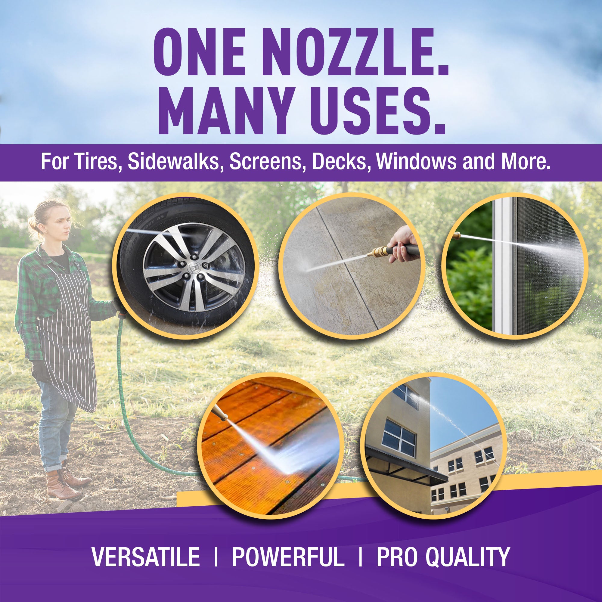 GORILLA EASY CONNECT SOLID BRASS SWEEPER NOZZLE 2" GARDENING GARDEN HOSE ACCESSORY