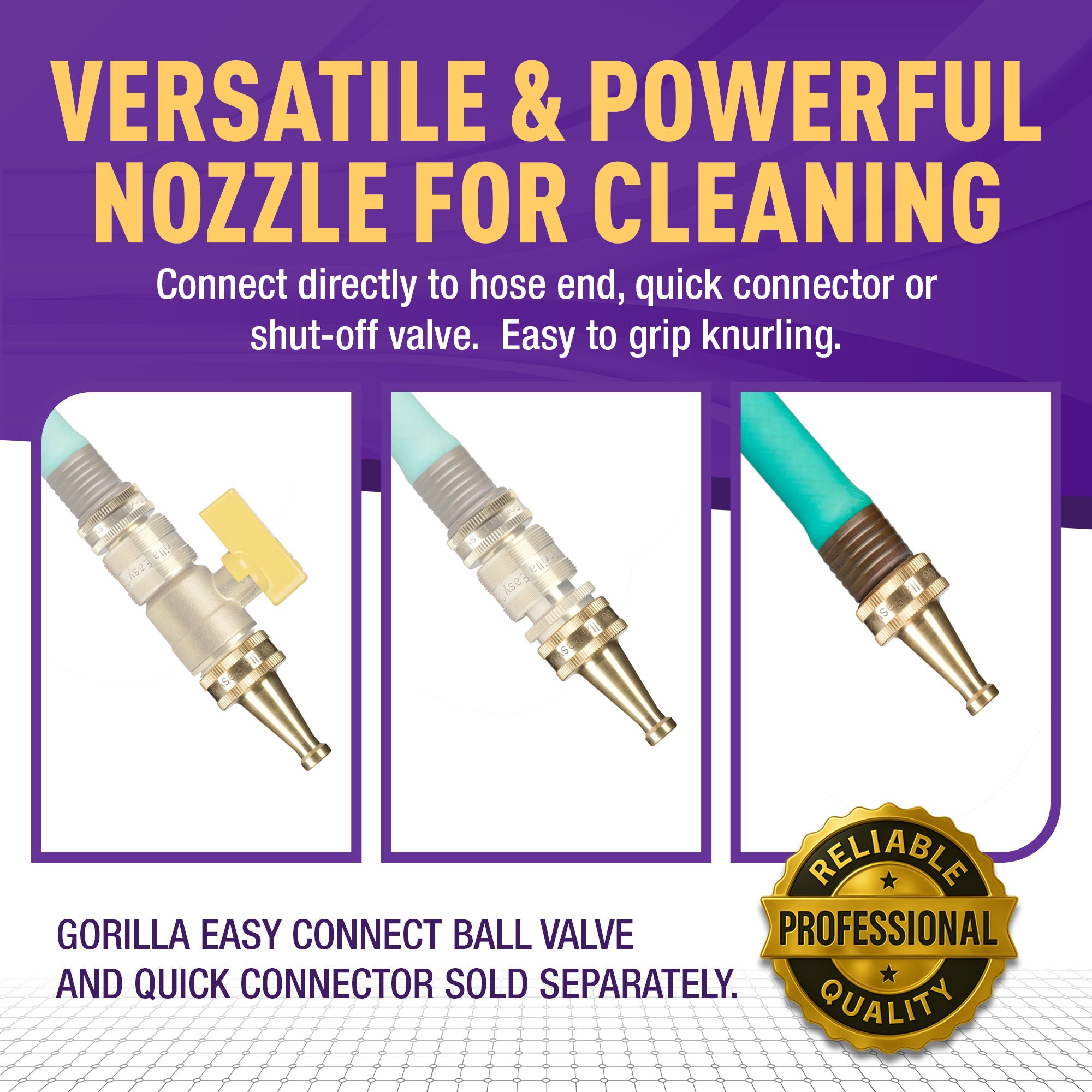 GORILLA EASY CONNECT SOLID BRASS SWEEPER NOZZLE 2" GARDENING GARDEN HOSE ACCESSORY